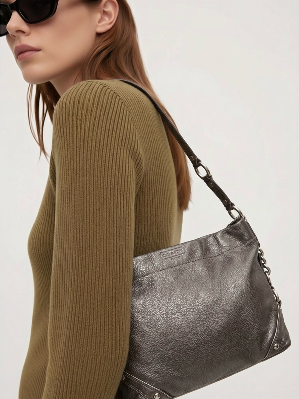 Coach Brown Pebbled Leather Shoulder Bag